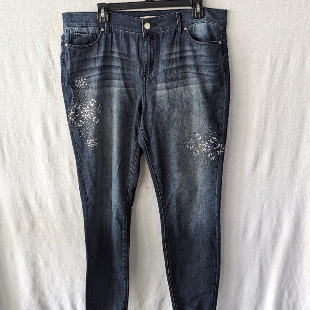 Juicy Couture Skinny Embellished Dark Blue Jeans Women's Size 16